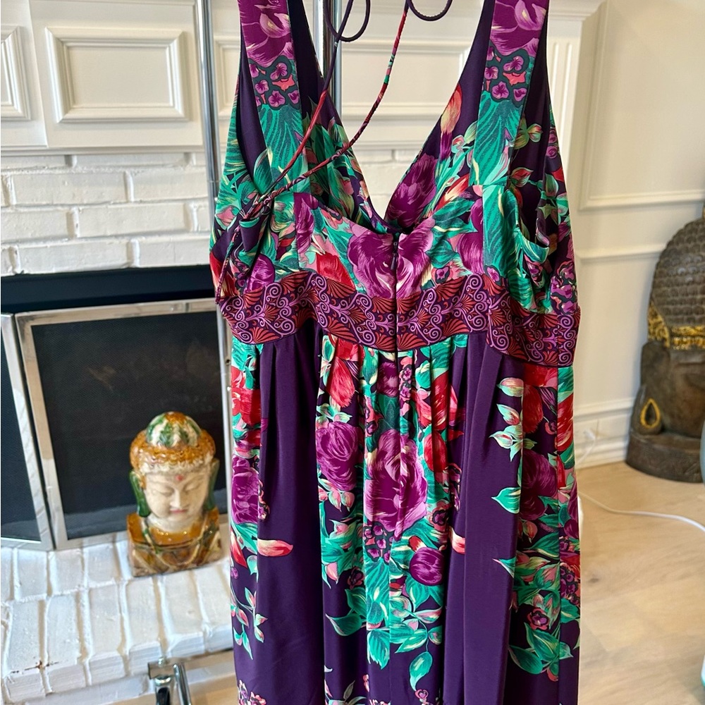 Vintage Plenty floral plunging neckline dress.